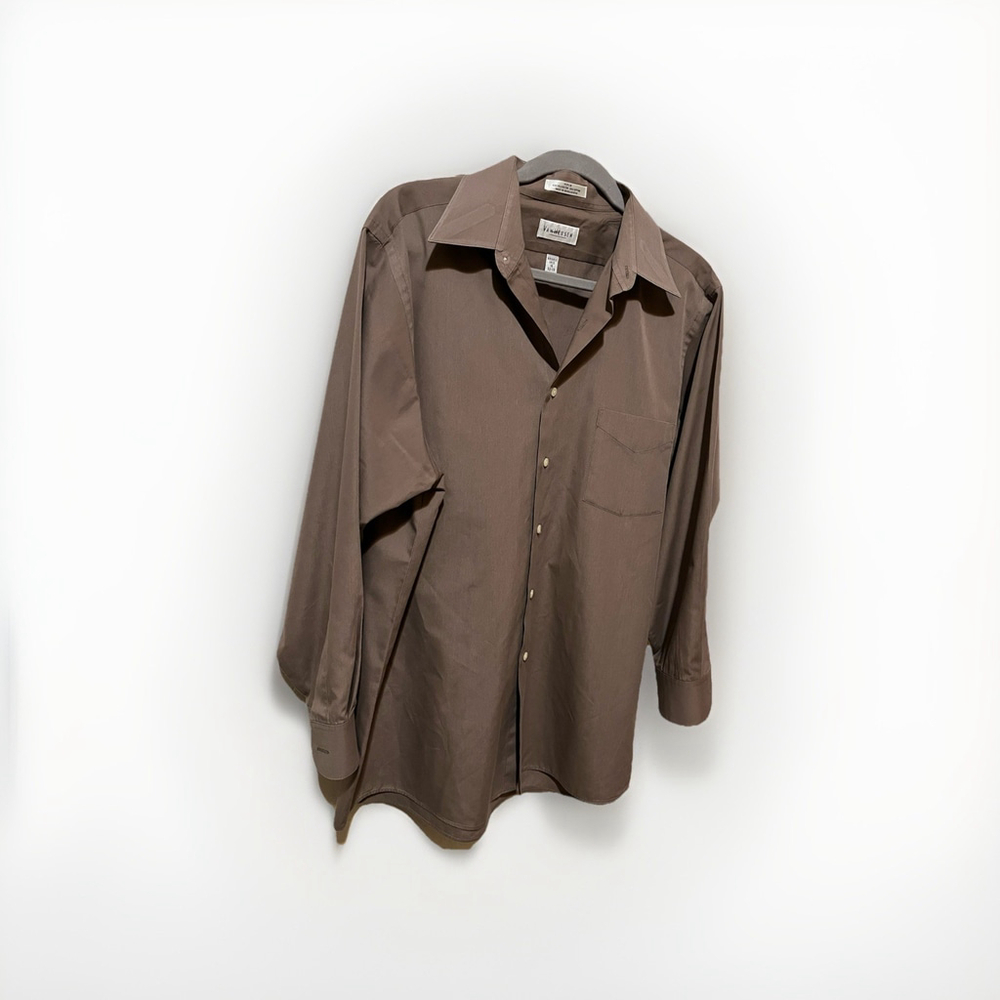 Men's Van Heusen dress Shirt button cuffs, Olive Green, 16 32/33GUC - Picture 8 of 9
